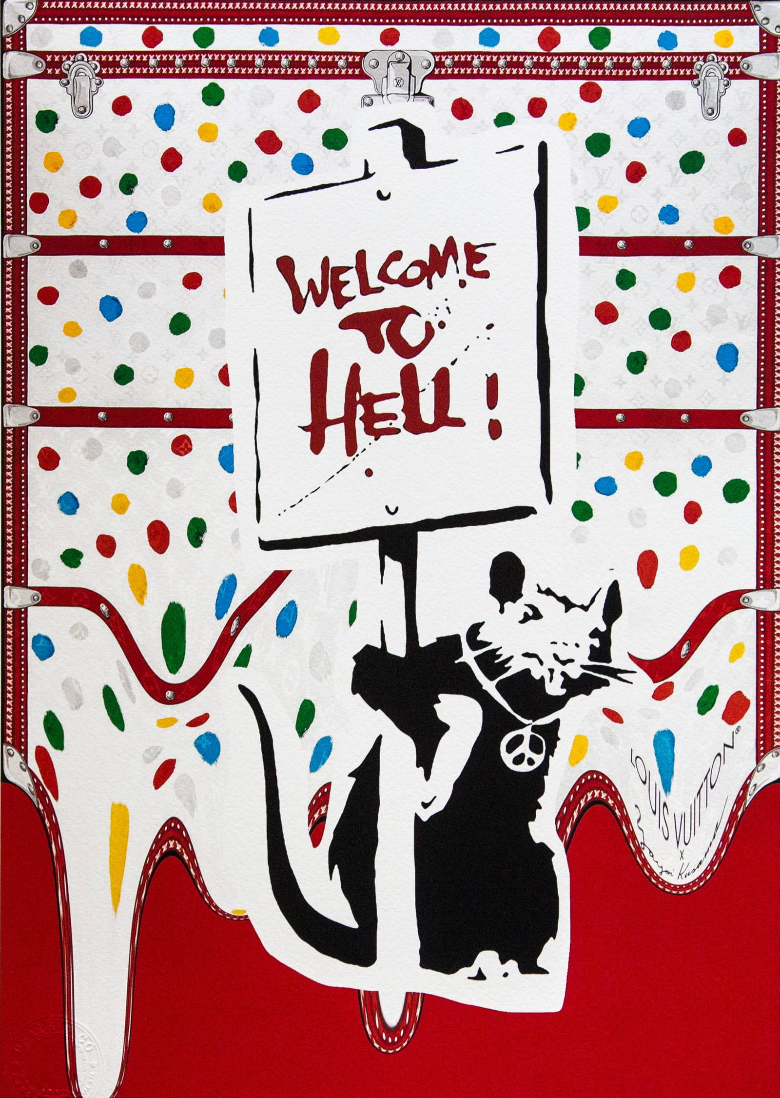 DEATH NYC SIGNED FINE ART PRINT W/COA: DEATH NYC Signed Fine Art Print with COA , DEATH NYC is a New York City-based street artist. Her pseudonym is an acronym for 'Don't Easily Abandon the Hope'. Print is blind stamped, comes with Certifi