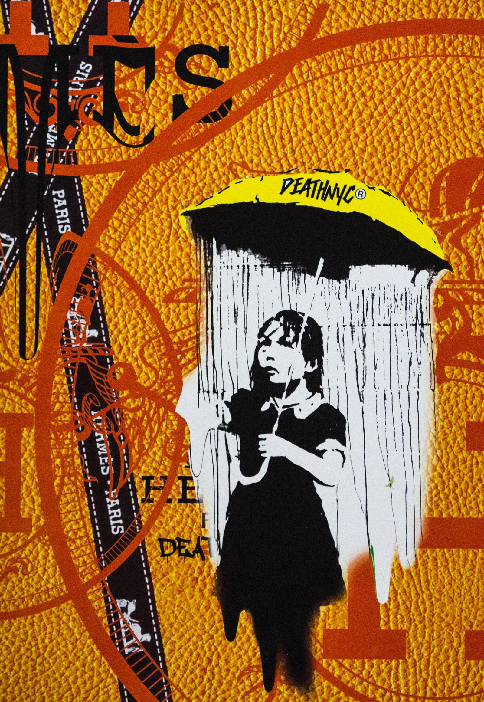 DEATH NYC SIGNED FINE ART PRINT W/COA: DEATH NYC Signed Fine Art Print with COA , DEATH NYC is a New York City-based street artist. Her pseudonym is an acronym for 'Don't Easily Abandon the Hope'. Print is blind stamped, comes with Certifi