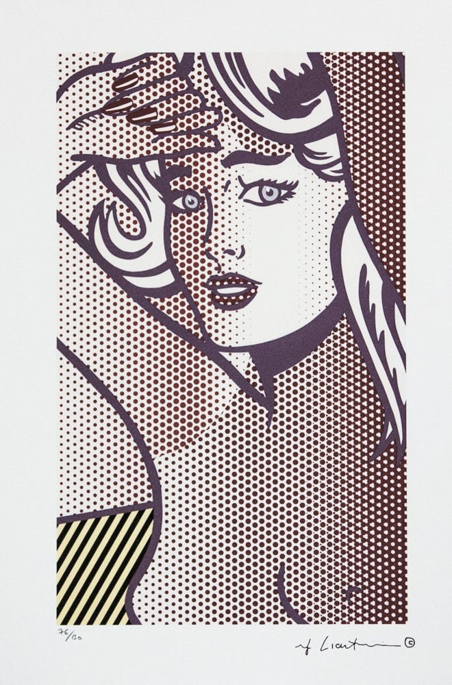 Roy Lichtenstein 'Nude with Blue Hair': Roy Lichtenstein (after) 'Nude with Blue Hair' limited edition of 150, lithography print, plate signed bottom right, numbered with pencil bottom left 76/150, heavy paper, with 'STYRIA Studio' embossin