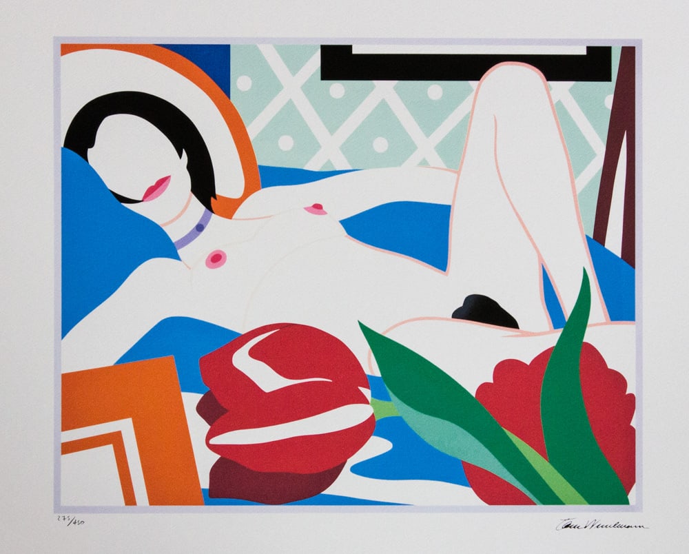 Tom Wesselmann 'Monica with Tulips': Tom Wesselmann (after) 'Monica with Tulips' offset lithography, limited edition of 450, sheet size 50 x 70 cm, plate signed bottom right, numbered with pencil bottom left 275/450, cotton paper, bottom