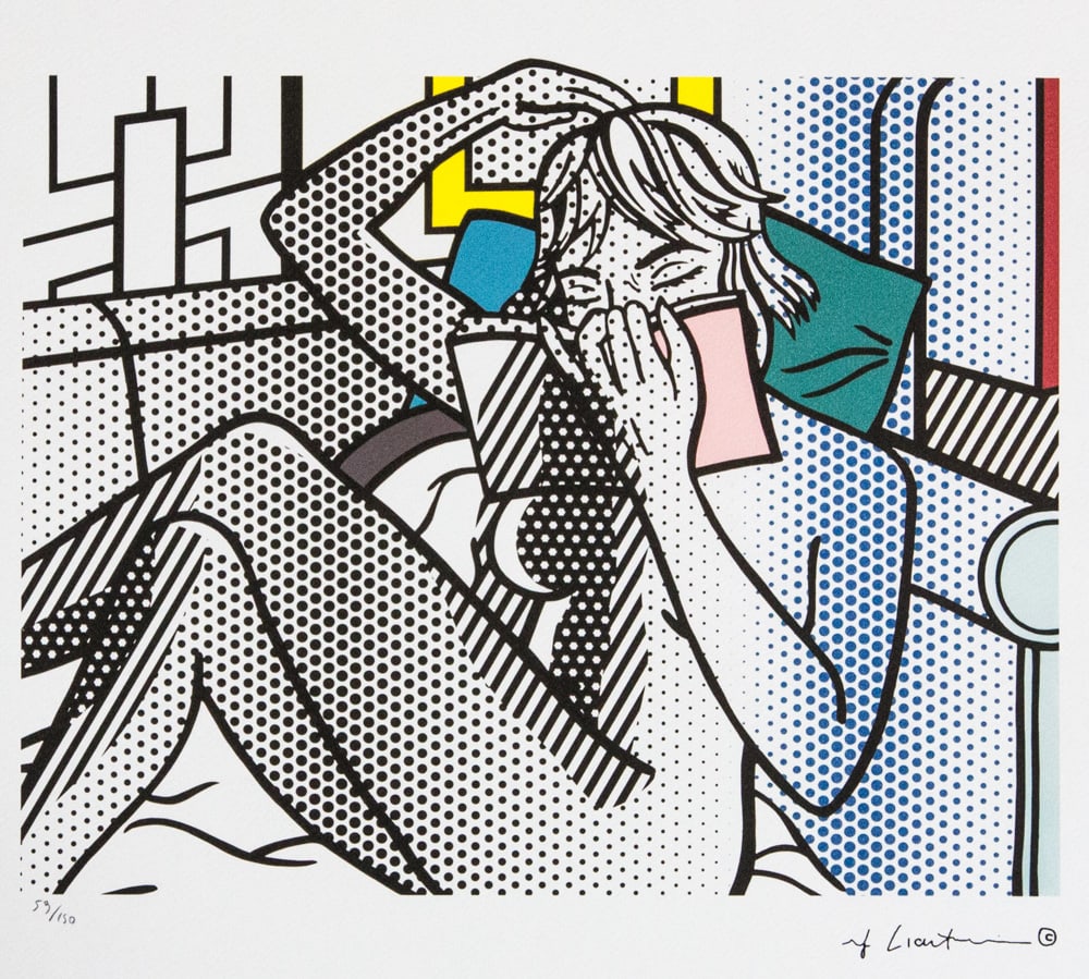 Roy Lichtenstein 'Nude Reading': Roy Lichtenstein (after) 'Nude Reading' limited edition of 150, lithography print, plate signed bottom right, numbered with pencil bottom left 59/150, heavy paper, with 'STYRIA Studio' embossing, 'CAS