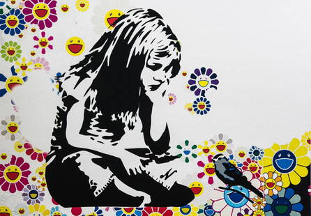 DEATH NYC SIGNED FINE ART PRINT W/COA: DEATH NYC Signed Fine Art Print with COA , DEATH NYC is a New York City-based street artist. Her pseudonym is an acronym for 'Don't Easily Abandon the Hope'. Print is blind stamped, comes with