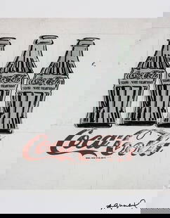 Andy Warhol 'Coca Cola': Andy Warhol (after) 'Coca Cola' offset lithograph in colors on Arches paper, sheet size 38,5 x 57 cm, plate signed bottom right, numbered with pencil, limited edition 33/100 (Leo Castelli, Art