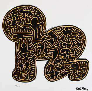 Keith Haring 'Baby': Keith Haring (after) 'Baby' offset lithography, limited edition of 150, sheet size 50 x 70 cm, plate signed bottom right, numbered with pencil bottom left 64/150, cotton paper, Keith Haring