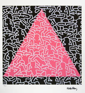Keith Haring 'Silence Equals Death': Keith Haring (after) 'Silence Equals Death' offset lithography, limited edition of 150, sheet size 50 x 70 cm, plate signed bottom right, numbered with pencil bottom left 92/150, cotton paper, Keith H