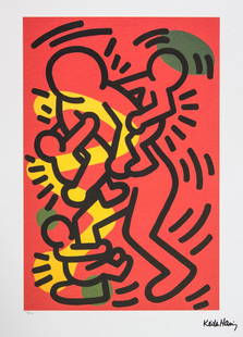 Keith Haring, Untitled: Keith Haring (after) untitled, offset lithography, limited edition of 150, sheet size 50 x 70 cm, plate signed bottom right, numbered with pencil bottom left 50/150, cotton paper, Keith Haring Foundat