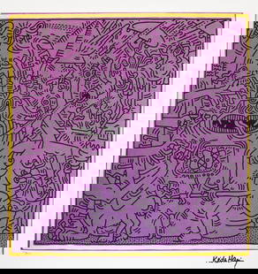 Keith Haring, Untitled: Keith Haring (after) untitled, offset lithography, limited edition of 150, sheet size 50 x 70 cm, plate signed bottom right, numbered with pencil bottom left 115/150, cotton paper, Keith Haring Founda