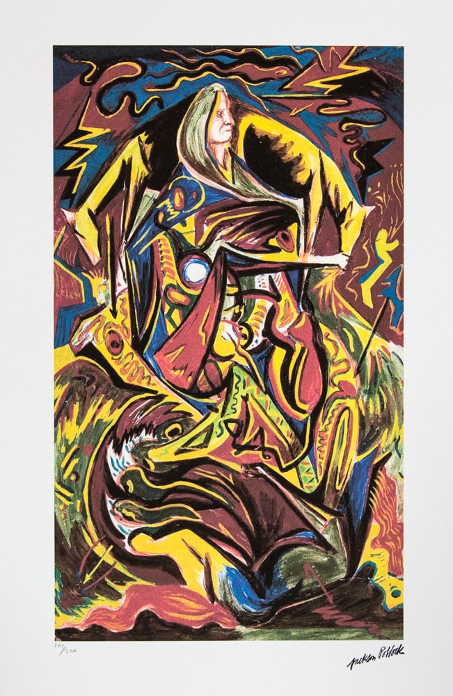 Jackson Pollock 'Composition with Woman': Jackson Pollock (after) 'Composition with Woman' lithography print, sheet size 50 x 70 cm, plate signed bottom right, numbered with pencil bottom left, limited edition 220/300, with embossing stamp 'S