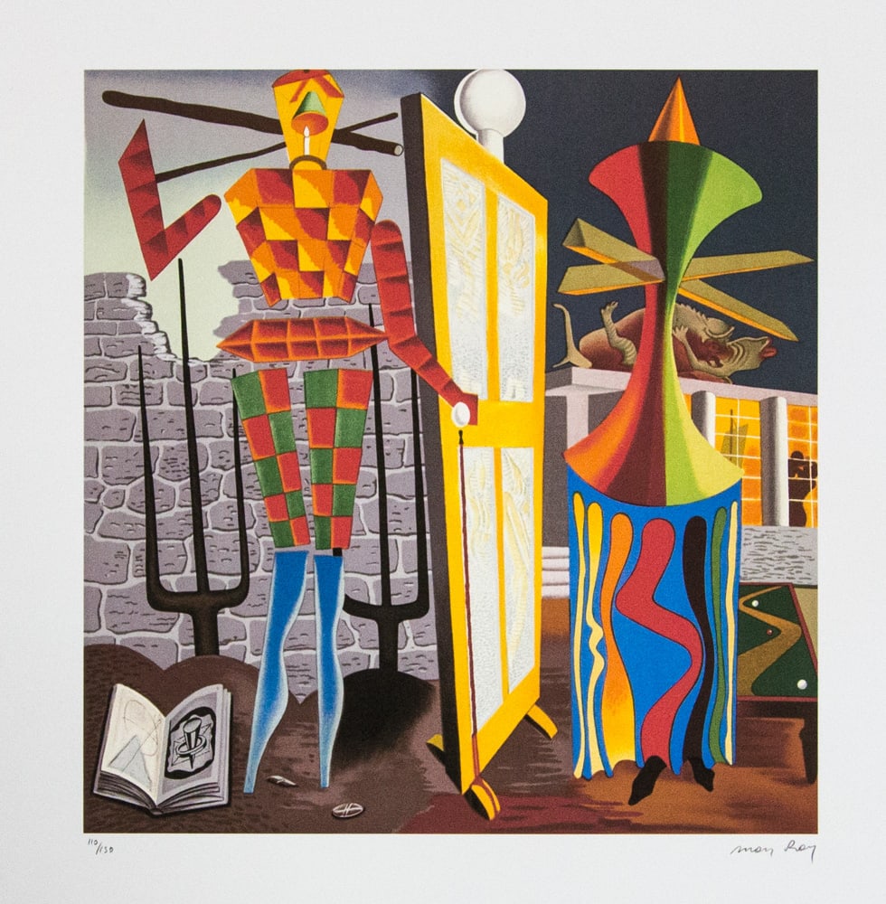 Man Ray 'Le Beau Temps': Man Ray (after) 'Le Beau Temps' lithography print, signed bottom right, numbered with pencil bottom left, limited edition 110/150, bottom right publishing house stamp 'Leonardo Artis', heavy paper wit