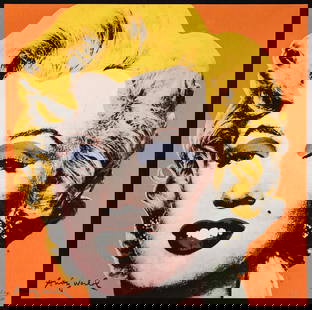 Andy Warhol 'Marilyn Monroe': Andy Warhol (after) 'Marilyn Monroe' offset lithography, size 60 x 60 cm, plate signed bottom left, numbered with pencil, limited edition 214/2400, heavy paper, stamped with CMOA on the back (Carnegie