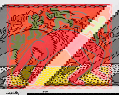 Keith Haring, Untitled: Keith Haring (after) untitled, offset lithography, limited edition of 150, sheet size 50 x 70 cm, plate signed bottom right, numbered with pencil bottom left 93/150, cotton paper, Keith Haring Foundat
