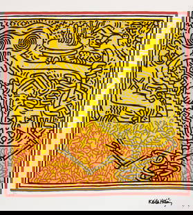 Keith Haring, Untitled: Keith Haring (after) untitled, offset lithography, limited edition of 150, sheet size 50 x 70 cm, plate signed bottom right, numbered with pencil bottom left 65/150, cotton paper, Keith Haring Foundat