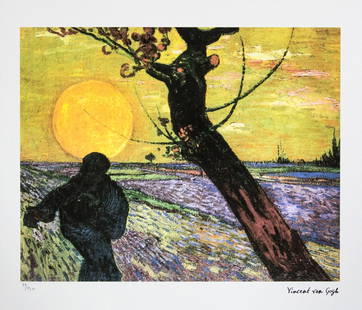 Vincent van Gogh 'The Sower': Vincent van Gogh (after) 'The Sower' lithography print, sheet size 50 x 70 cm, plate signed bottom right, numbered with pencil bottom left, limited edition 79/250, with embossing stamp 'SPADEM, Paris'