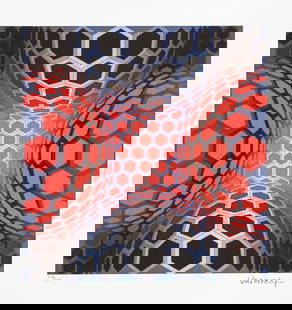Victor Vasarely 'Lepke Mi': Victor Vasarely (after) 'Lepke Mi' limited edition of 500, lithography print, plate signed bottom right, numbered with pencil bottom left 214/500, heavy cotton paper, with embossing stamp 'SPADEM, Par