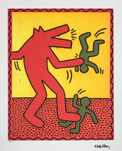 Keith Haring, Untitled: Keith Haring (after) untitled, offset lithography, limited edition of 150, sheet size 50 x 70 cm, plate signed bottom right, numbered with pencil bottom left 134/150, cotton paper, Keith Haring Founda