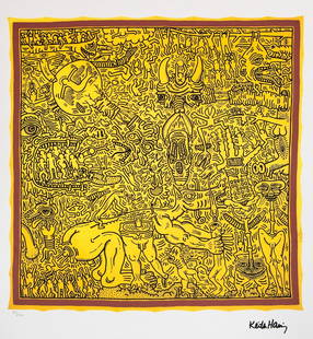 Keith Haring, Untitled: Keith Haring (after) untitled, offset lithography, limited edition of 150, sheet size 50 x 70 cm, plate signed bottom right, numbered with pencil bottom left 55/150, cotton paper, Keith Haring Foundat