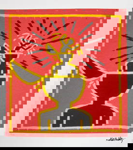 Keith Haring, Untitled: Keith Haring (after) untitled, offset lithography, limited edition of 150, sheet size 50 x 70 cm, plate signed bottom right, numbered with pencil bottom left 78/150, cotton paper, Keith Haring Foundat