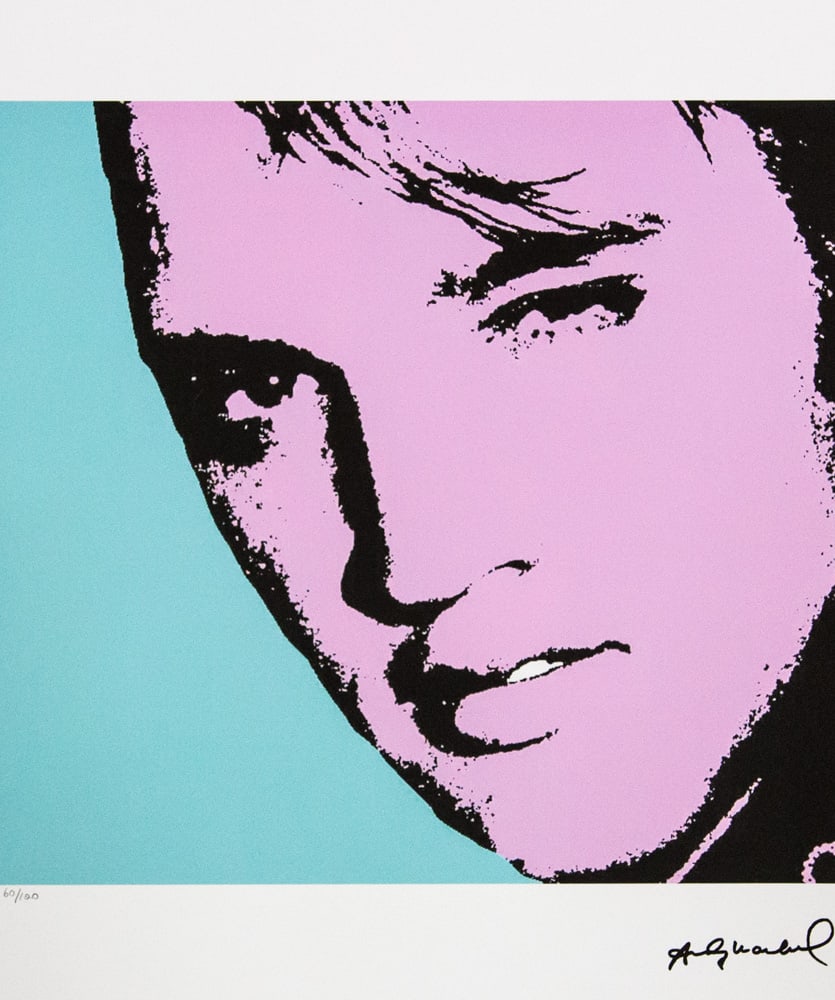 Andy Warhol 'Elvis Presley': Andy Warhol (after) 'Elvis Presley' offset lithograph in colors on Arches paper, sheet size 38,5 x 57 cm, plate signed bottom right, numbered with pencil, limited edition 60/100 (Leo Castelli, Art Gal