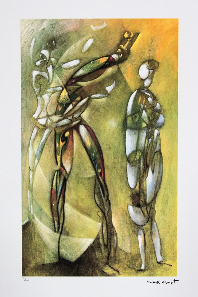 Max Ernst 'Dancers Under the Starry Sky': Max Ernst (after) 'Dancers Under the Starry Sky' lithography print, sheet size 50 x 70 cm, plate signed bottom right, numbered with pencil bottom left, limited edition 30/100, bottom left publishing h