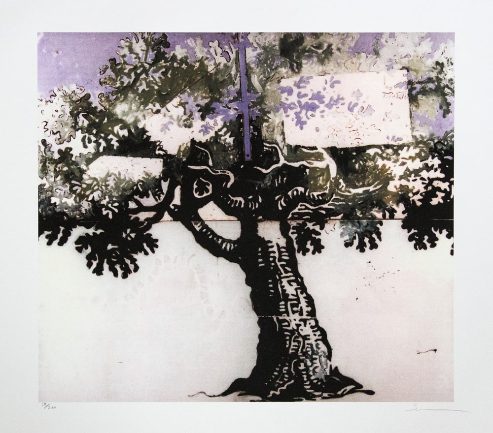Mario Schifano 'Albero': Mario Schifano (after) 'Albero' offset lithograph in colors, signed bottom right, pencil, numbered bottom left with pencil, limited edition 52/200, bottom center publishing house stamp, cotton paper,