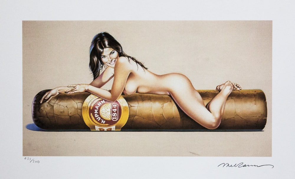 Mel Ramos 'Have a Havana': Mel Ramos (after) 'Have a Havana' offset lithograph in colors on Arches paper, sheet size 38,5 x 57 cm, plate signed bottom right, numbered with pencil, limited edition 455/500, Georges Israel Editeur