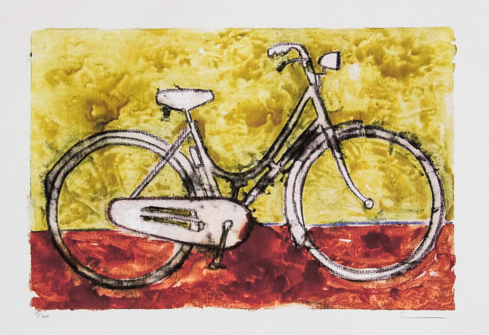 Mario Schifano, Untitled: Mario Schifano (after) untitled, offset lithograph in colors, signed bottom right, pencil, numbered bottom left with pencil, limited edition 11/200, bottom center publishing house stamp, cotton paper,