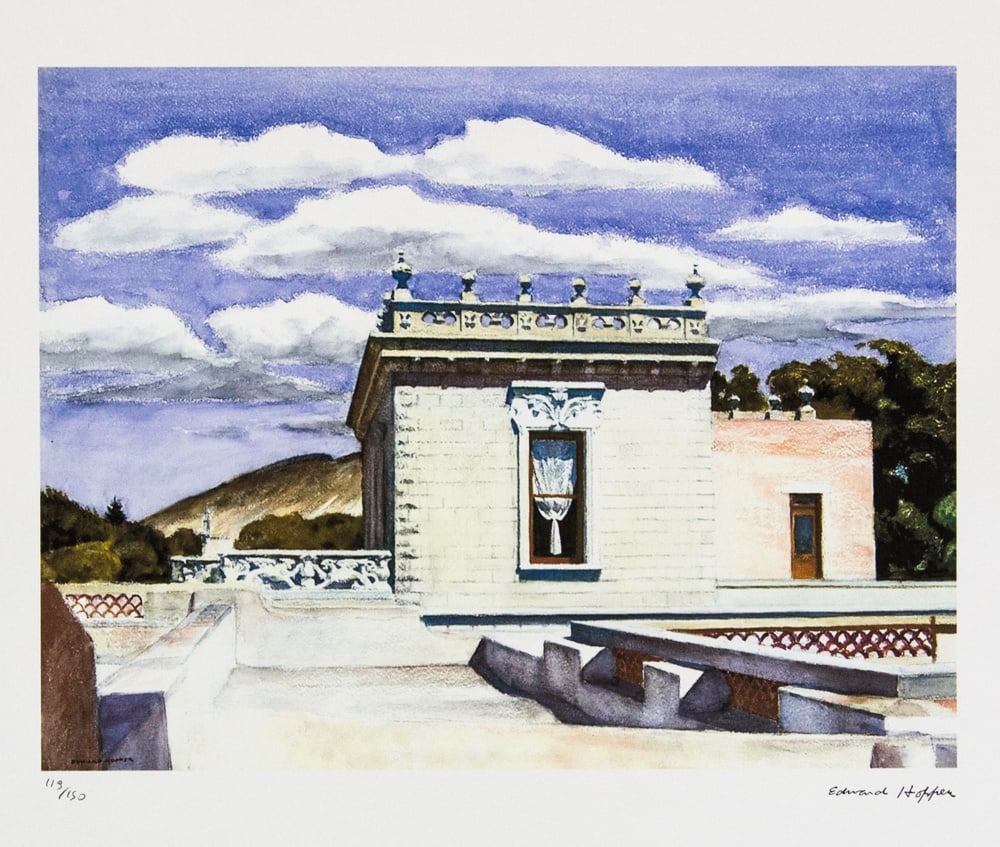 Edward Hopper 'Saltillo Mansion': Edward Hopper (after) 'Saltillo Mansion' limited edition 119/150, lithography print, plate signed bottom right, numbered with pencil bottom left, cotton paper Arches France, sheet size 38 x 57 cm, bot