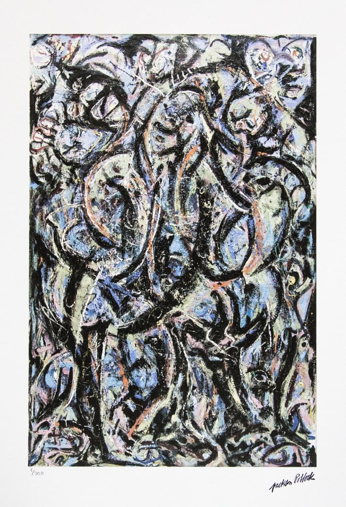 Jackson Pollock 'Gothic': Jackson Pollock (after) 'Gothic' lithography print, sheet size 50 x 70 cm, plate signed bottom right, numbered with pencil bottom left, limited edition 8/300, with embossing stamp 'SPADEM, Paris' and