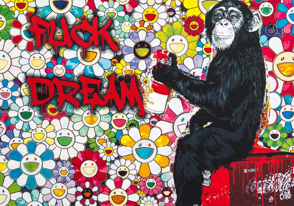 DEATH NYC SIGNED FINE ART PRINT W/COA: DEATH NYC Signed Fine Art Print with COA , DEATH NYC is a New York City-based street artist. Her pseudonym is an acronym for 'Don't Easily Abandon the Hope'. Print is blind stamped, comes with