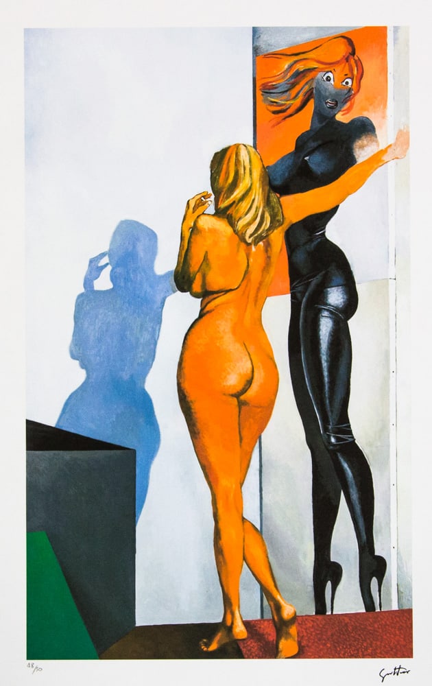 Renato Guttuso 'Nudo - Ombra di Allen Jones': Renato Guttuso (after) 'Nudo - Ombra di Allen Jones' lithography print, signed bottom right, numbered with pencil bottom left, limited edition 48/50, bottom left publishing house stamp 'Leonardo