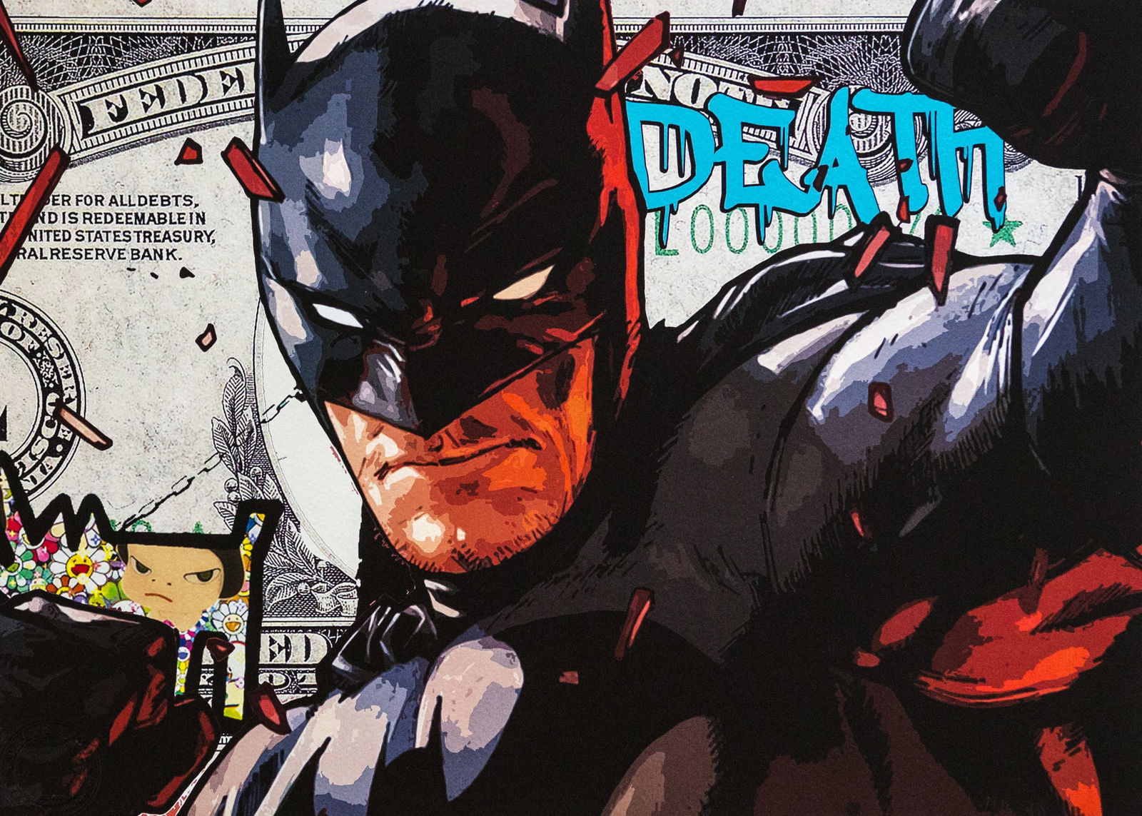 DEATH NYC SIGNED FINE ART PRINT W/COA: DEATH NYC Signed Fine Art Print with COA , DEATH NYC is a New York City-based street artist. Her pseudonym is an acronym for 'Don't Easily Abandon the Hope'. Print is blind stamped, comes with