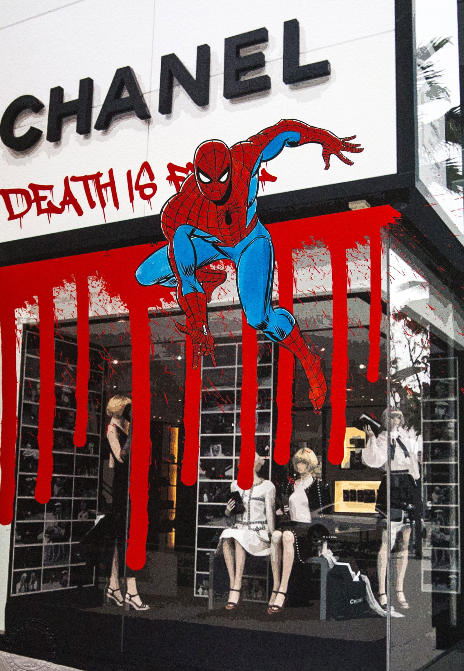 DEATH NYC SIGNED FINE ART PRINT W/COA: DEATH NYC Signed Fine Art Print with COA , DEATH NYC is a New York City-based street artist. Her pseudonym is an acronym for 'Don't Easily Abandon the Hope'. Print is blind stamped, comes with