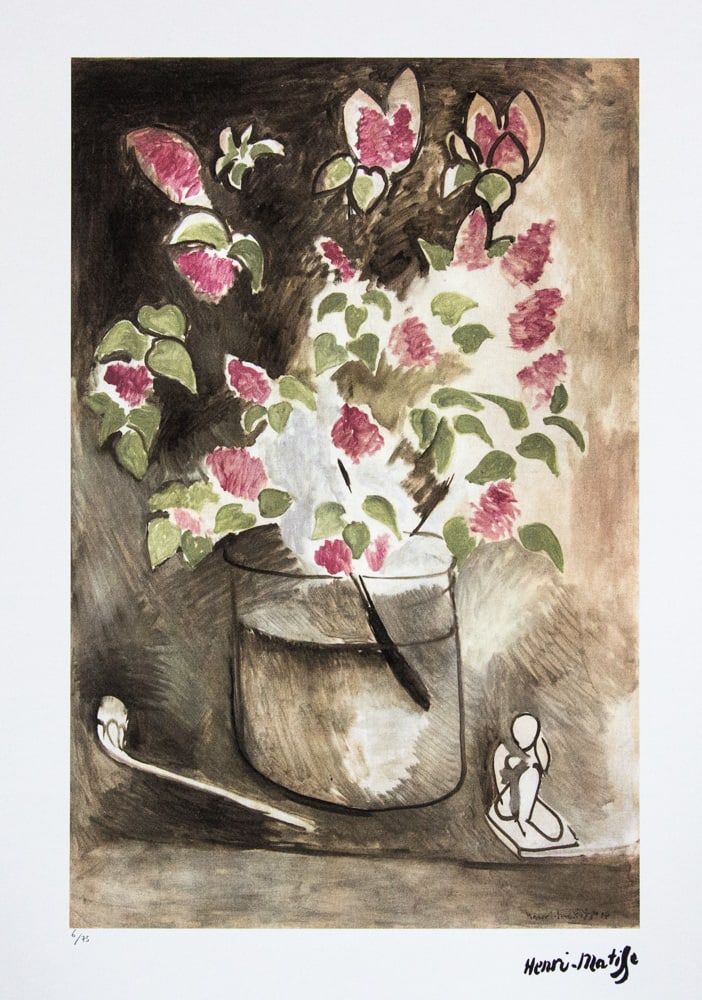 Henri Matisse 'Branch of Lillacs': Henri Matisse (after) 'Branch of Lillacs' offset lithography, limited edition of 75, sheet size 50 x 70 cm, plate signed bottom right, numbered with pencil bottom left 6/75, cotton paper, bottom left