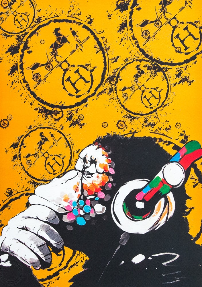 DEATH NYC SIGNED FINE ART PRINT W/COA: DEATH NYC Signed Fine Art Print with COA , DEATH NYC is a New York City-based street artist. Her pseudonym is an acronym for 'Don't Easily Abandon the Hope'. Print is blind stamped, comes with