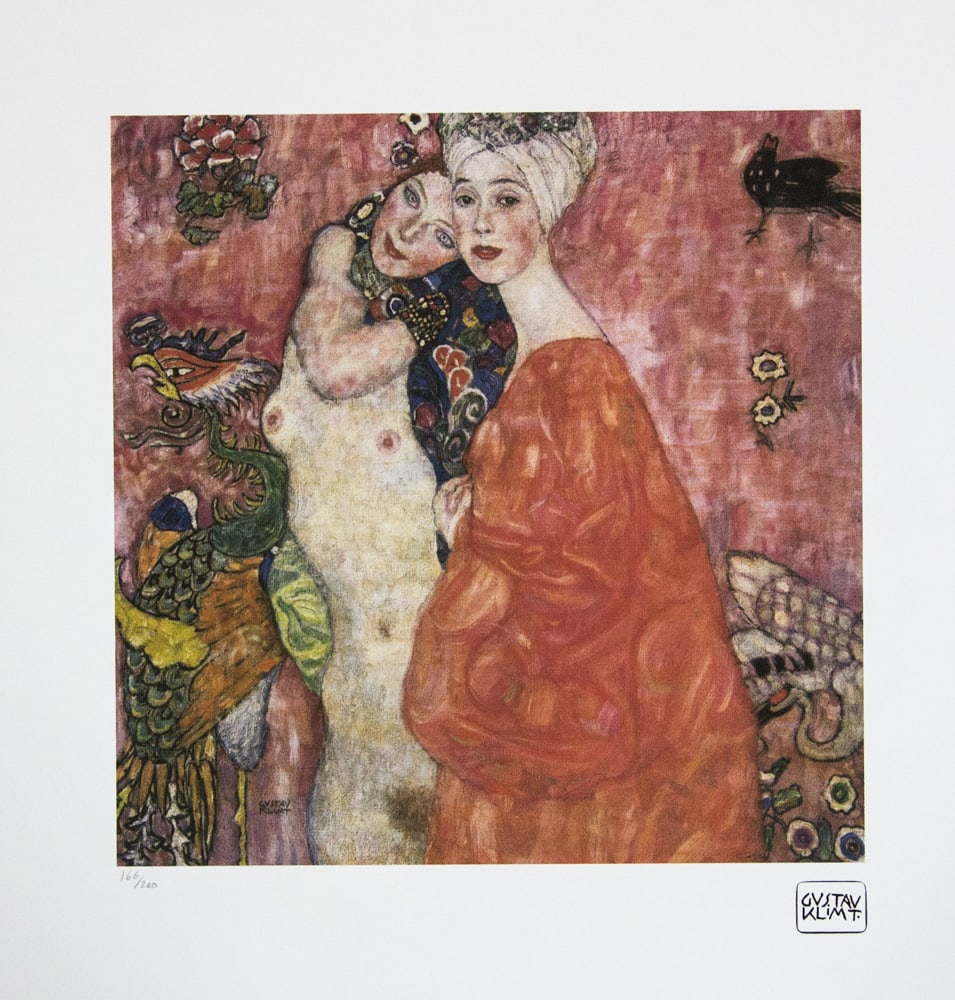 Gustav Klimt 'The Girlfriends': Gustav Klimt (after) 'The Girlfriends' limited edition of 200, lithograph print, plate signed bottom right, numbered with pencil bottom left 166/200, fine art paper, with La TREC Spa embossing, sheet