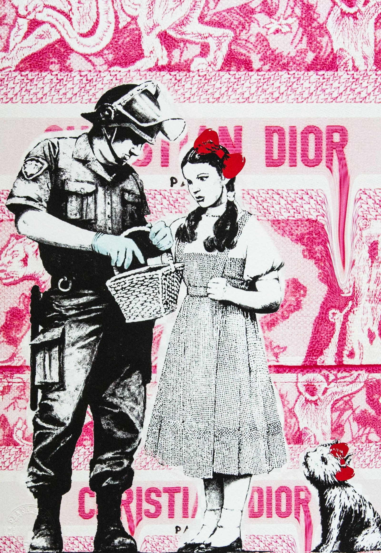 DEATH NYC SIGNED FINE ART PRINT W/COA: DEATH NYC Signed Fine Art Print with COA , DEATH NYC is a New York City-based street artist. Her pseudonym is an acronym for 'Don't Easily Abandon the Hope'. Print is blind stamped, comes with Certifi