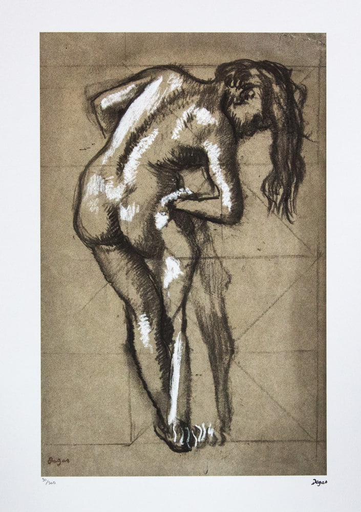 Edgar Degas 'After Bathing': Edgar Degas (after) 'After Bathing' offset lithography, limited edition of 300, sheet size 50 x 70 cm, plate signed bottom right, numbered with pencil bottom left 90/300, cotton paper, without