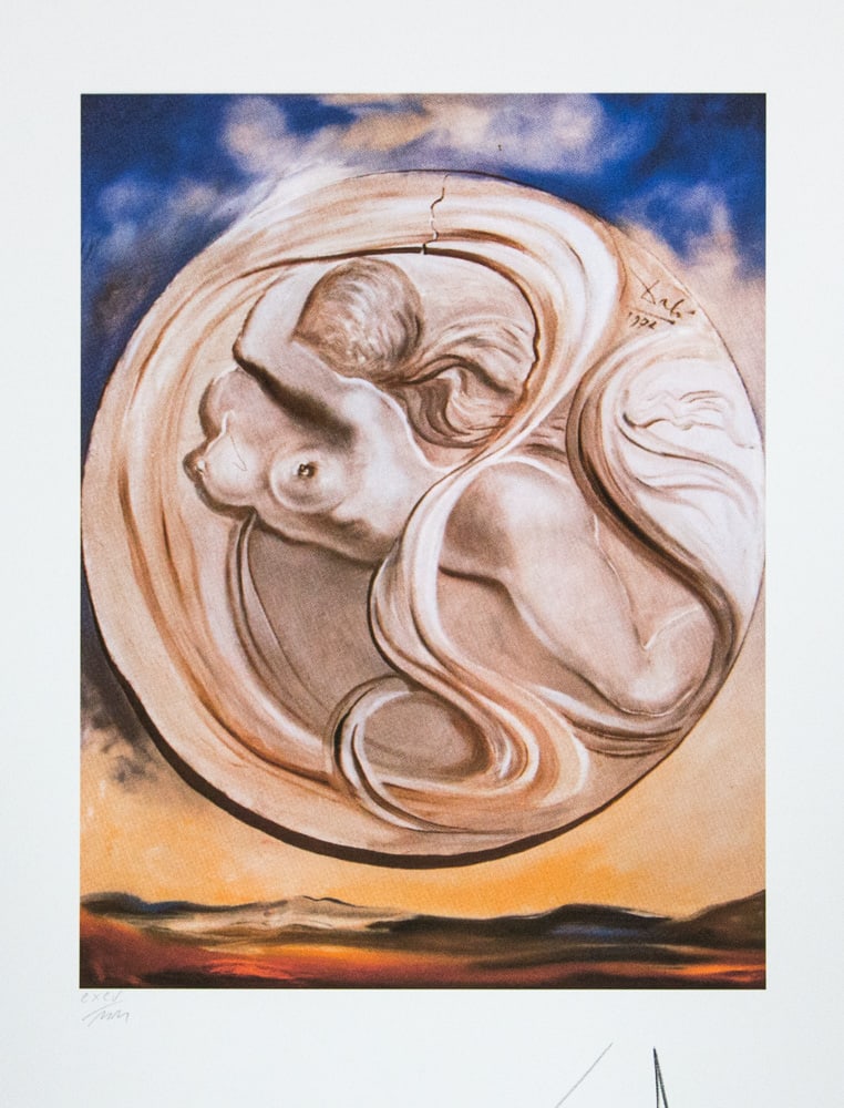 Salvador Dali 'Space Eve': Salvador Dali (after) 'Space Eve' offset lithography, sheet size 50 x 65 cm, numbered with pencil bottom left CXCV/MM, limited edition 2000, signed bottom right, pencil 'Dali', heavy paper with