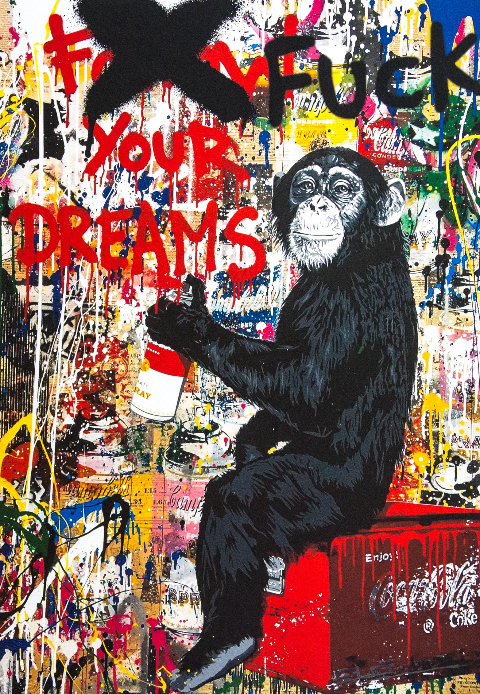 DEATH NYC SIGNED FINE ART PRINT W/COA: DEATH NYC Signed Fine Art Print with COA , DEATH NYC is a New York City-based street artist. Her pseudonym is an acronym for 'Don't Easily Abandon the Hope'. Print is blind stamped, comes with