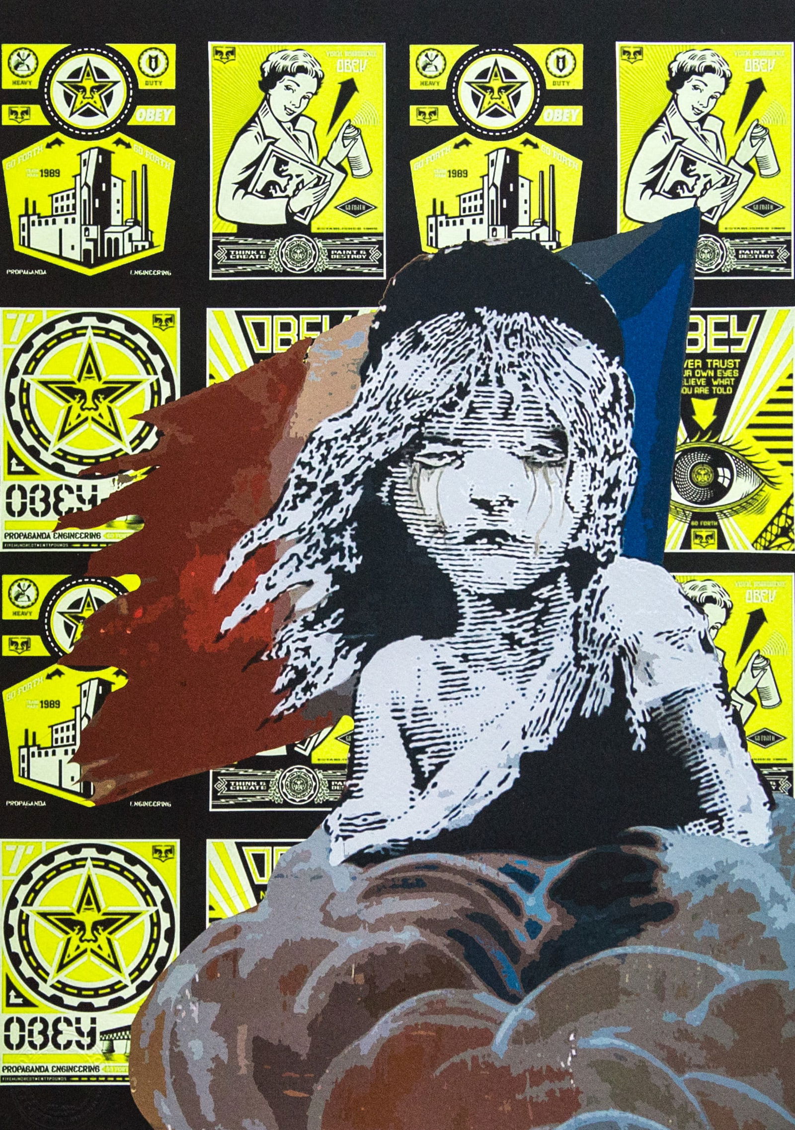 DEATH NYC SIGNED FINE ART PRINT W/COA: DEATH NYC Signed Fine Art Print with COA , DEATH NYC is a New York City-based street artist. Her pseudonym is an acronym for 'Don't Easily Abandon the Hope'. Print is blind stamped, comes with