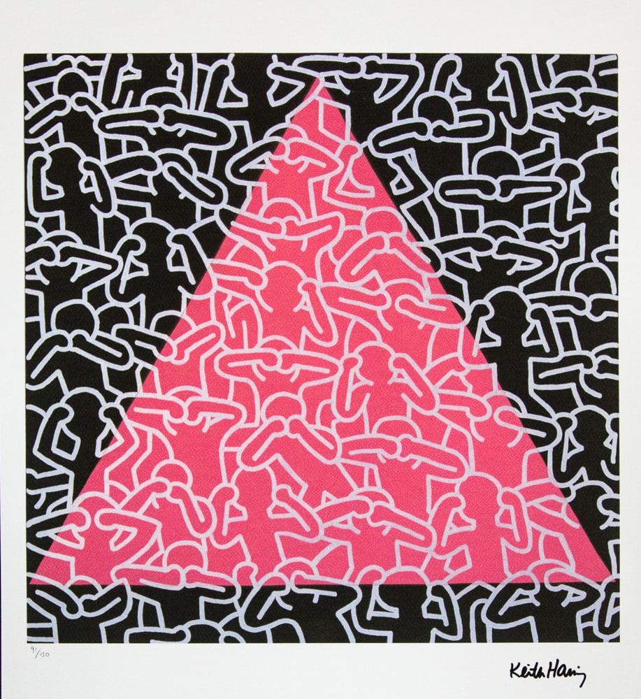 Keith Haring 'Silence Equals Death': Keith Haring (after) 'Silence Equals Death' offset lithography, limited edition of 150, sheet size 50 x 70 cm, plate signed bottom right, numbered with pencil bottom left 91/150, cotton paper, Keith H