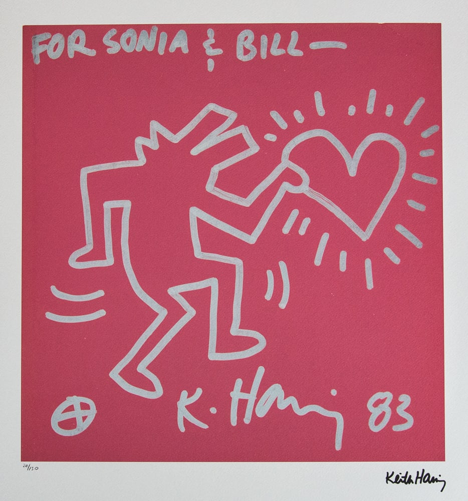 Keith Haring, Untitled: Keith Haring (after) untitled, offset lithography, limited edition of 150, sheet size 50 x 70 cm, plate signed bottom right, numbered with pencil bottom left 20/150, cotton paper, Keith Haring