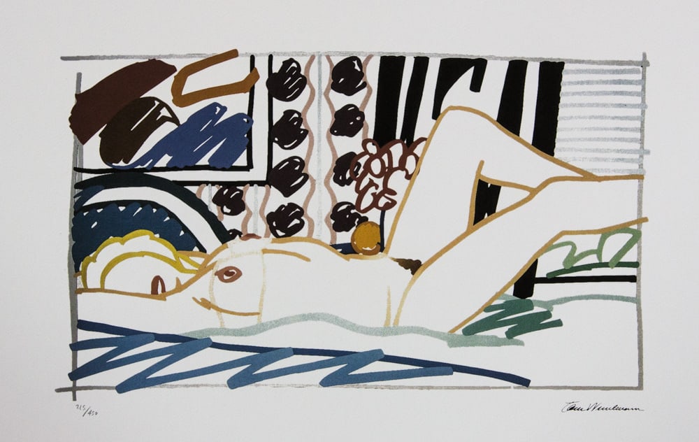 Tom Wesselmann 'Study for Bedroom Painting No. 42': Tom Wesselmann (after) 'Study for Bedroom Painting No. 42' offset lithography, limited edition of 450, sheet size 50 x 70 cm, plate signed bottom right, numbered with pencil bottom left 215/450,