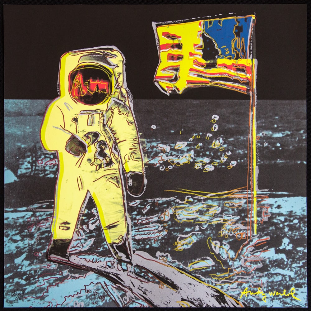 Andy Warhol 'Moonwalk': Andy Warhol (after) 'Moonwalk' offset lithography, size 60 x 60 cm, plate signed bottom right, numbered with pencil, limited edition 452/2400, heavy paper, stamped with CMOA on the back (Carnegie