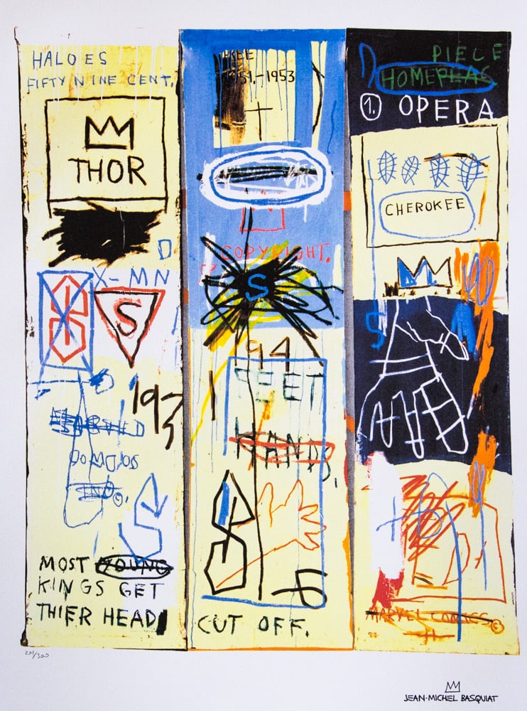 Jean-Michel Basquiat 'Charles the First': Jean-Michel Basquiat (after) 'Charles the First' lithography print, sheet size 50 x 70 cm, plate signed bottom right, numbered bottom left with pencil, limited edition 201/300, bottom right