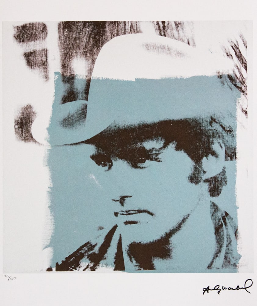 Andy Warhol 'Dennis Hopper': Andy Warhol (after) 'Dennis Hopper' offset lithograph in colors on Arches paper, sheet size 38,5 x 57 cm, plate signed bottom right, numbered with pencil, limited edition 73/100 (Leo Castelli, Art Gal