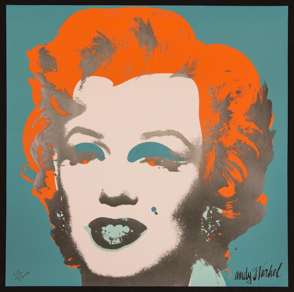 Andy Warhol 'Marilyn Monroe': Andy Warhol (after) 'Marilyn Monroe' offset lithography, size 60 x 60 cm, plate signed bottom right, numbered with pencil, limited edition 212/2400, heavy paper, stamped with CMOA on the back (Carnegi