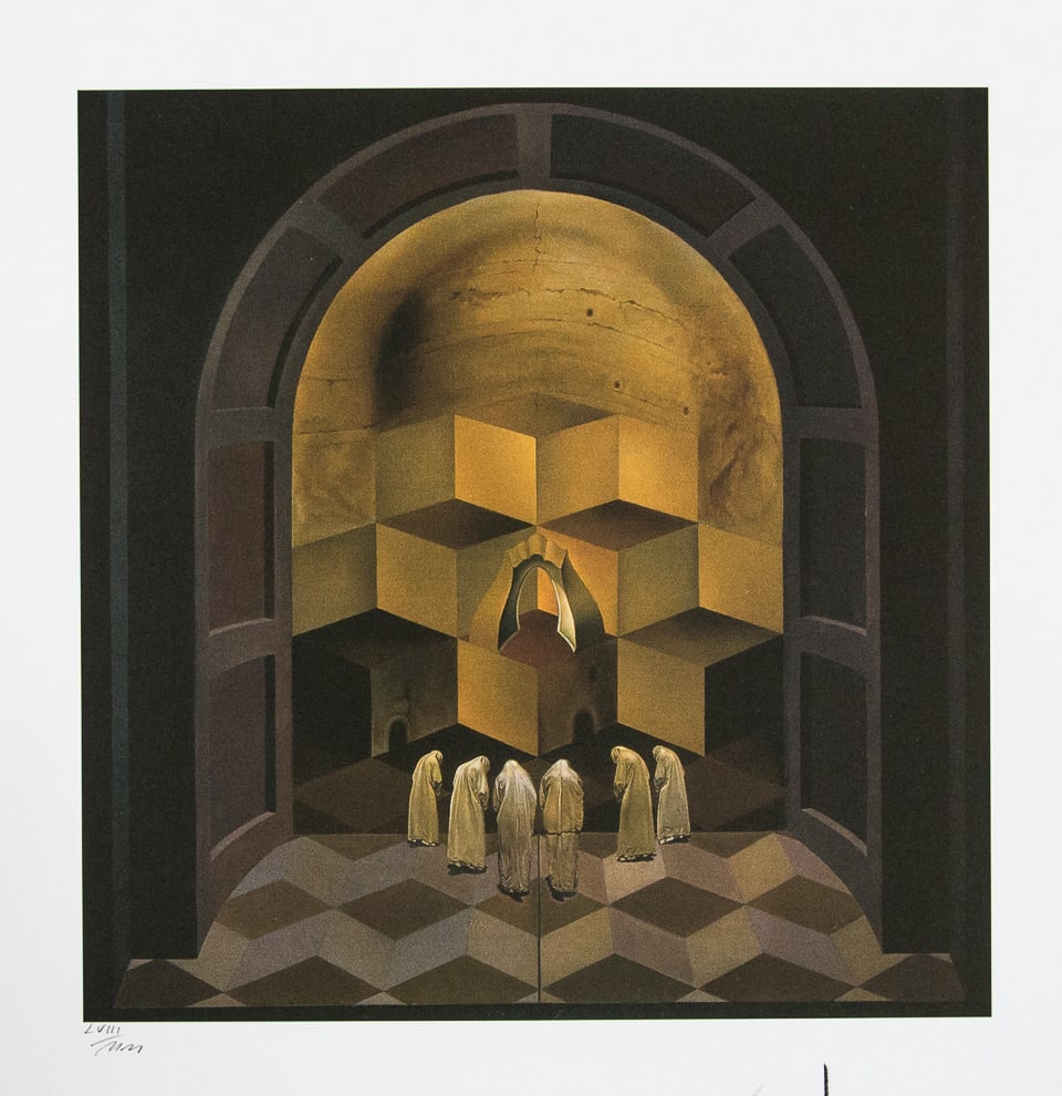 Salvador Dali 'Skull of Zurbaran': Salvador Dali (after) 'Skull of Zurbaran' offset lithography, sheet size 50 x 65 cm, heavy paper with watermark BFK Rives France, signed bottom right, pencil 'Dali', numbered with pencil bottom left