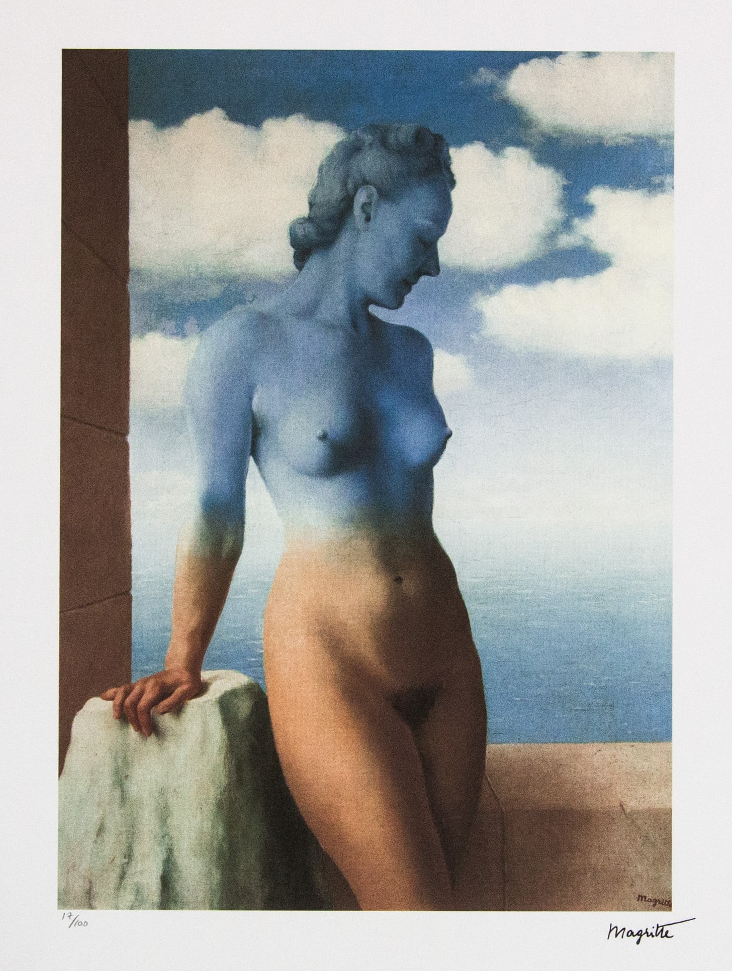 Rene Magritte 'Black Magic': Rene Magritte (after) 'Black Magic' lithography print, limited edition of 100, plate signed bottom right, numbered with pencil bottom left 17/100, bottom left publishing house stamp 'SPADEM, Paris',