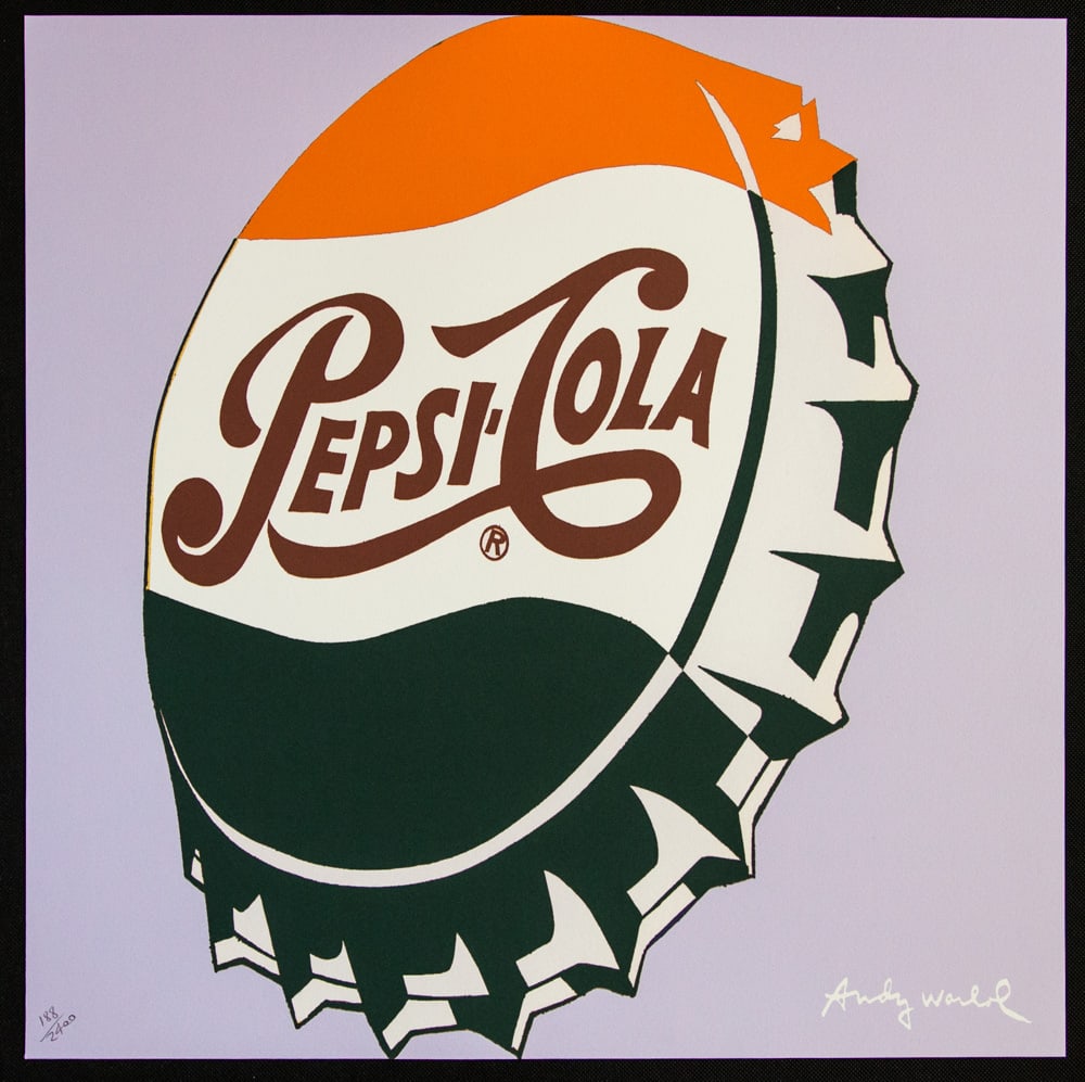 Andy Warhol 'Pepsi-Cola': Andy Warhol (after) 'Pepsi-Cola' offset lithography, size 60 x 60 cm, plate signed bottom right, numbered with pencil, limited edition 188/2400, heavy paper, stamped with CMOA on the back (Carnegie Mu